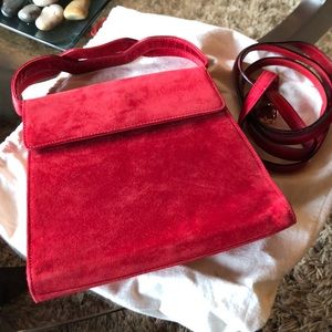 Vintage Salvatore Ferragamo red suede handbag